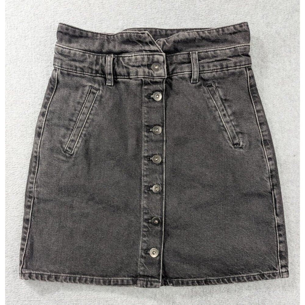 Pilcro And The Letterpress Skirt Womens 4 Gray Denim Button Front High Waist